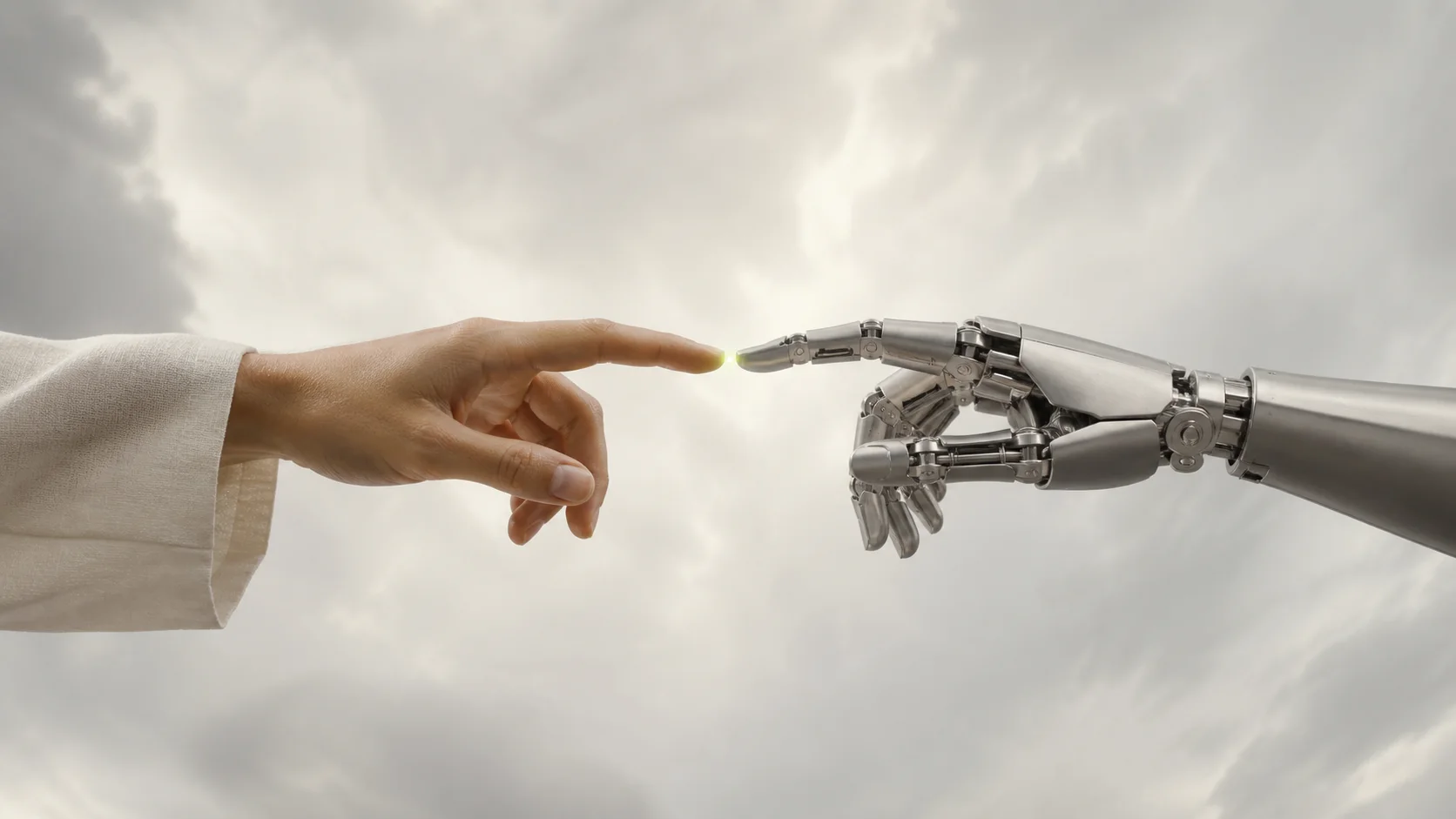Współpraca człowieka z technologią AI przedstawiona jako precyzyjny interfejs